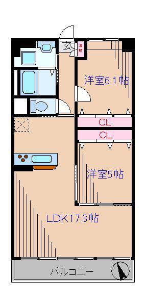 MASANASIDE(2LDK/2階)の間取り写真