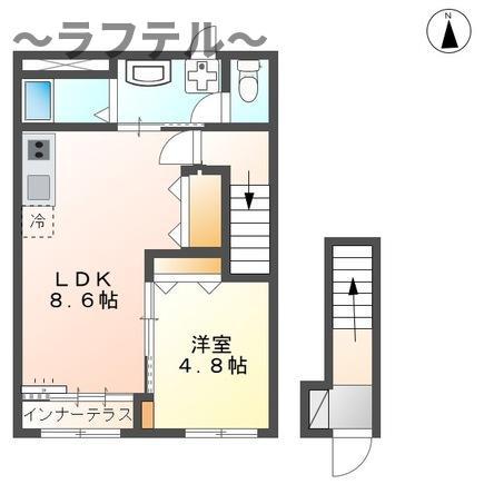 ブルームコート(1LDK/2階)の間取り写真