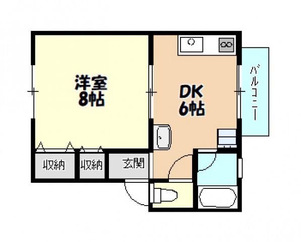 クリエール3(1DK/2階)の間取り写真