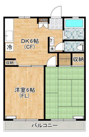コーポBELL(2DK/2階)の間取り写真