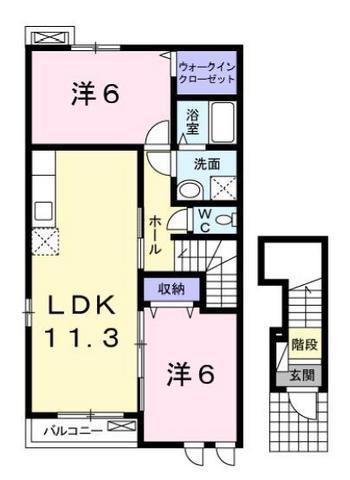 クレメント ブリッサI(2LDK/2階)の間取り写真