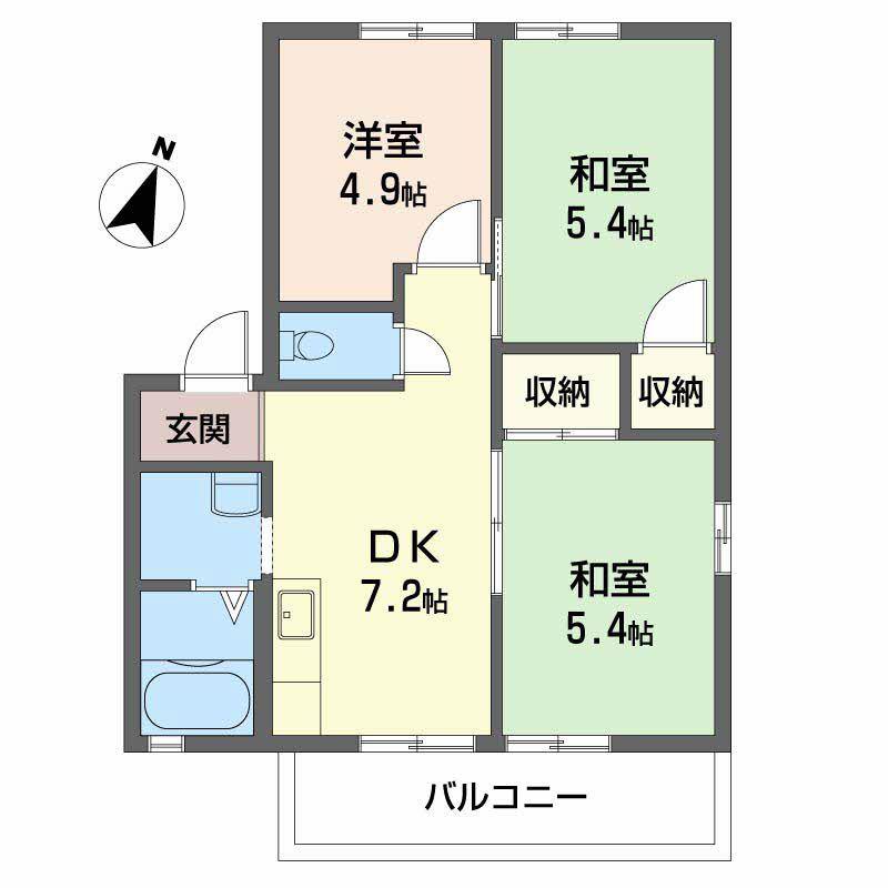タカセコーポC棟(3DK/2階)の間取り写真