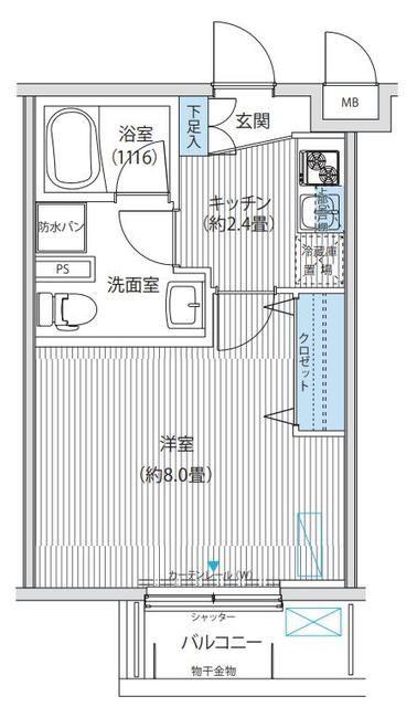 BLESS新中野(1K/3階)の間取り写真
