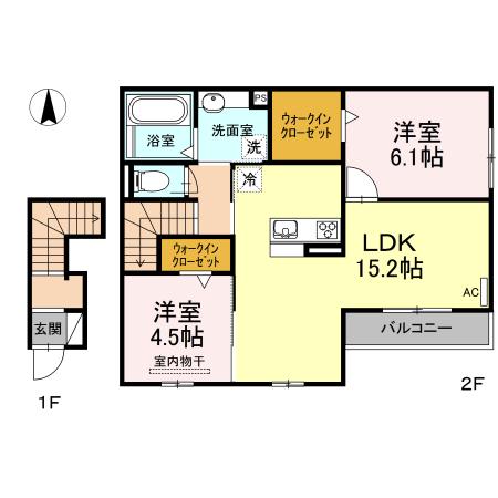 OKITATERRACE(2LDK/2階)の間取り写真