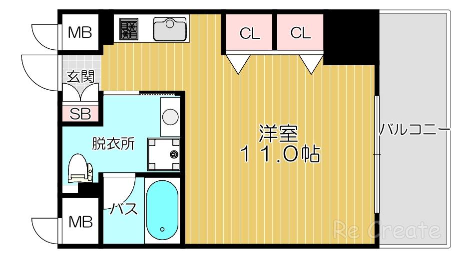 CITY SPIRE日本橋高津(ワンルーム/3階)の間取り写真