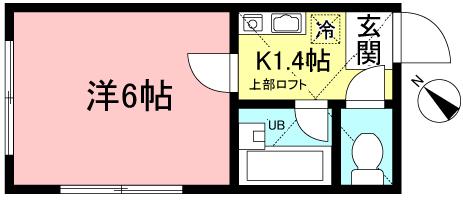 フラット2(1K/2階)の間取り写真
