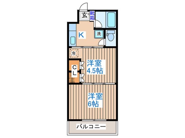 イーグルハイツ高松Ⅰ(2K/2階)の間取り写真