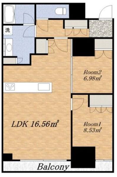 プレミストタワー靱本町(2LDK/8階)の間取り写真