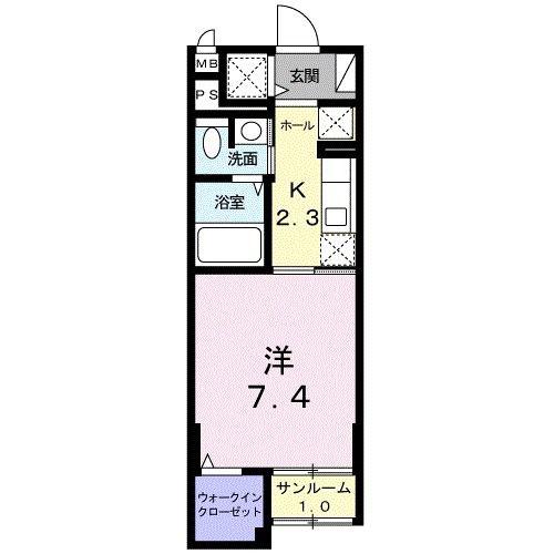 エムズアークI(1K/1階)の間取り写真