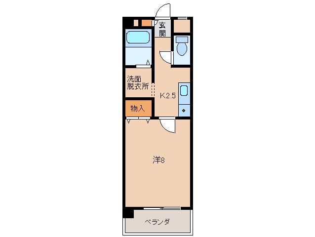 アーバンヴィラ岩出(1K/2階)の間取り写真