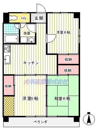 HAKUBA TOWN(3DK/3階)の間取り写真