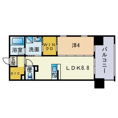 アンジュ大濠(1LDK/4階)の間取り写真