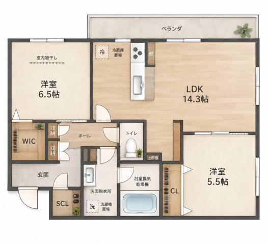 CASA FELICE UNOBE(2LDK/2階)の間取り写真