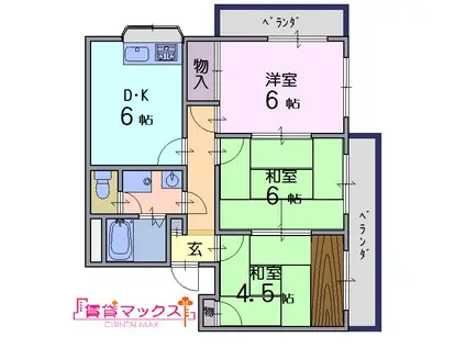 米田マンション(3DK/2階)の間取り写真