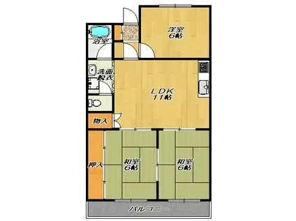 中野ハイツ(3LDK/2階)の間取り写真