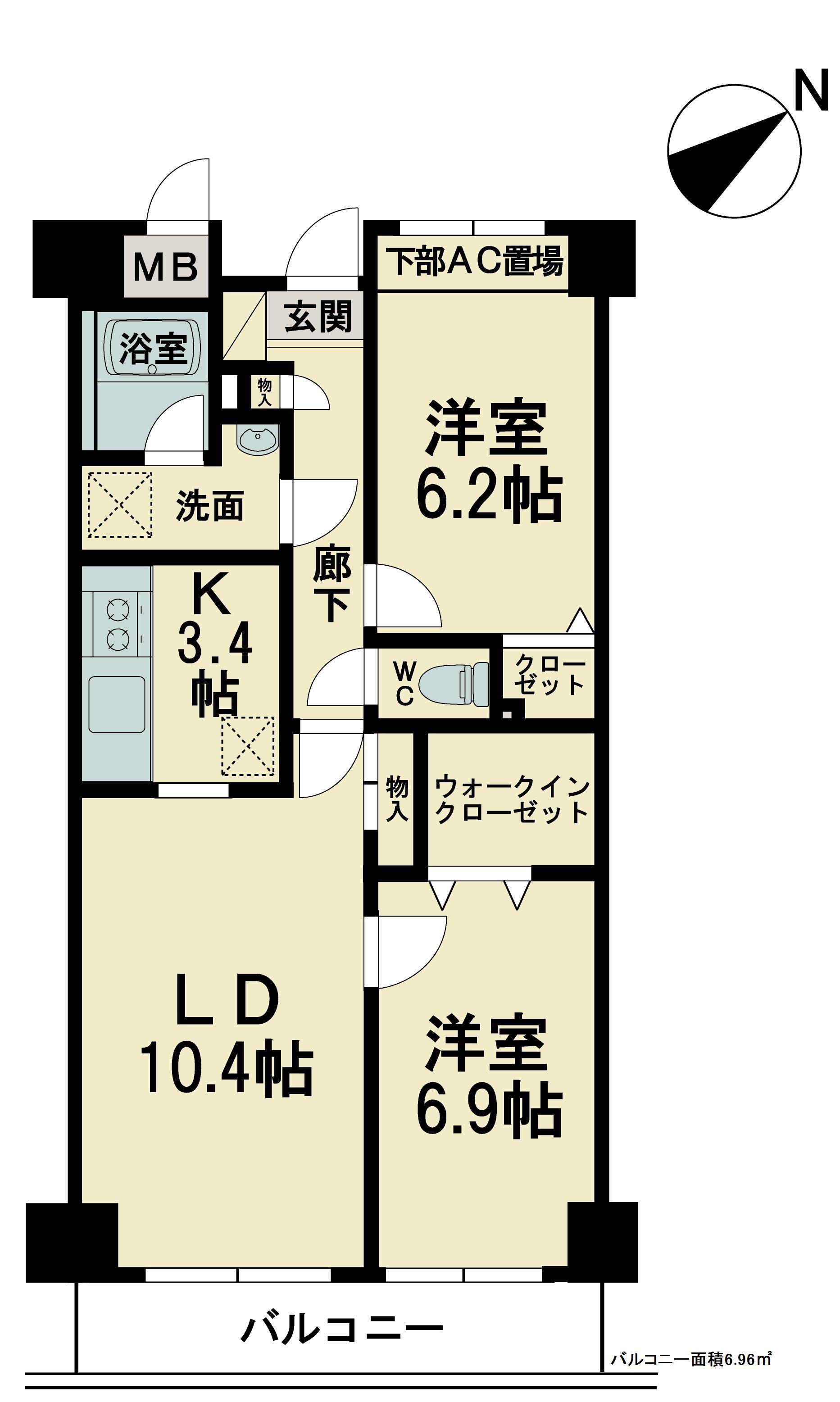 東京メトロ有楽町線 地下鉄成増駅 徒歩10分 6階建 築23年(2LDK/3階)の間取り写真