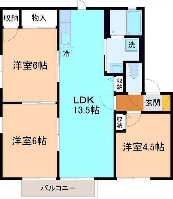 ウィンディ三口新(3LDK/2階)の間取り写真