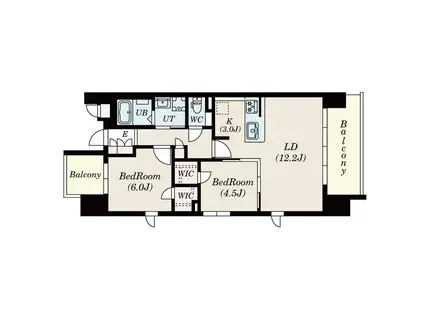 S-RESIDENCE茶屋ヶ坂イースト(2LDK/3階)の間取り写真