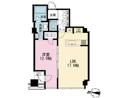 平河町森タワーレジデンス(1LDK/19階)の間取り写真