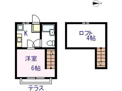 ビバルディワン(1K/1階)の間取り写真