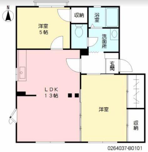 フレグランスイーストB(2LDK/1階)の間取り写真