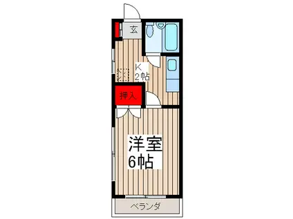 島崎ハイツ(1K/2階)の間取り写真