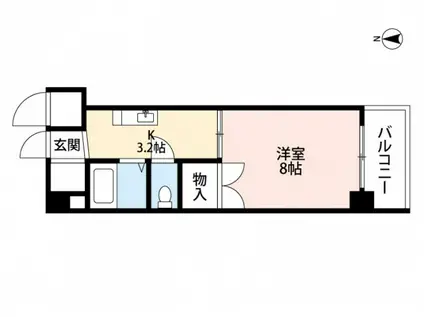 カーサ祇園(1K/2階)の間取り写真