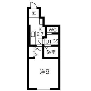 LEBEL VIER(1K/1階)の間取り写真