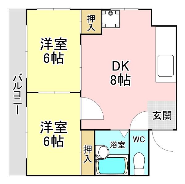 シャトレ別院III(2DK/3階)の間取り写真
