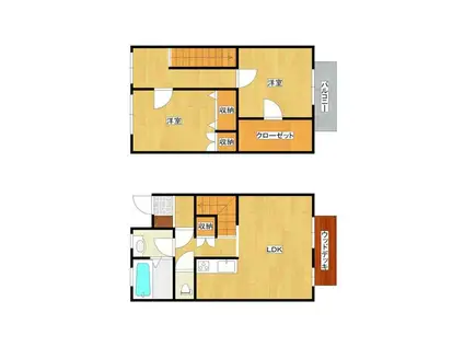 コスモスヤエAB(2LDK/1階)の間取り写真