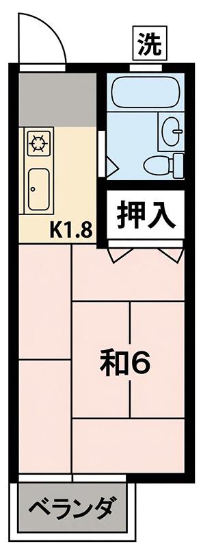 プールサイドハイツ(1K/2階)の間取り写真