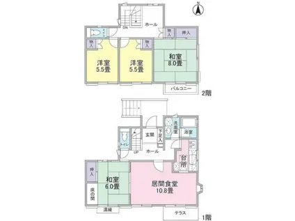 宇津木台テラスハウス(4LDK/1階)の間取り写真