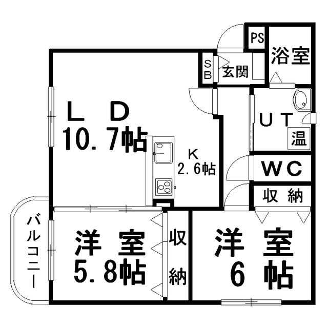 メゾンルミエール(2LDK/4階)の間取り写真