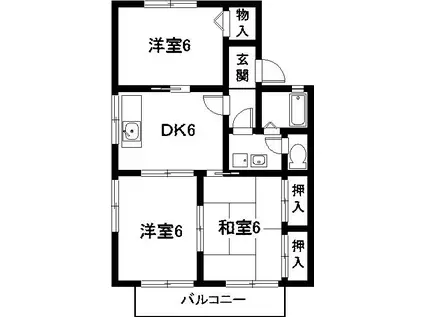 セジュール杉木(3DK/2階)の間取り写真
