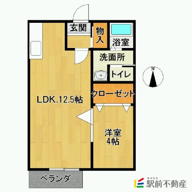 パインハイツII(1LDK/2階)の間取り写真