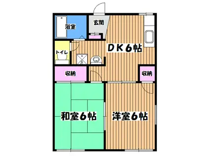 メゾン小山III(2DK/1階)の間取り写真