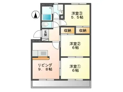 ファイン・コール99(3DK/2階)の間取り写真