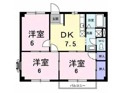 ニューシティ矢口が丘(3DK/2階)の間取り写真