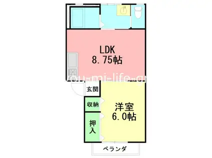 メモリア平塚(1LDK/1階)の間取り写真