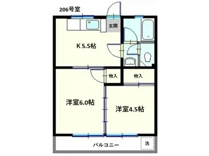 高橋マンション(2K/2階)の間取り写真