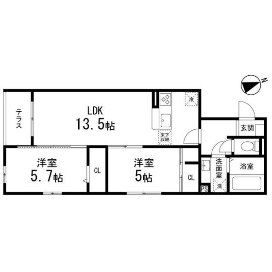 DーROOM小田原8丁目III(2LDK/2階)の間取り写真