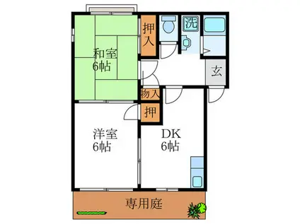 ドミールエーデンC棟(2DK/1階)の間取り写真