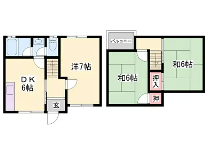 2加古川ヤングハイツ(3DK/1階)の間取り写真