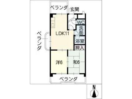トウフジ滝の水C棟(2LDK/3階)の間取り写真
