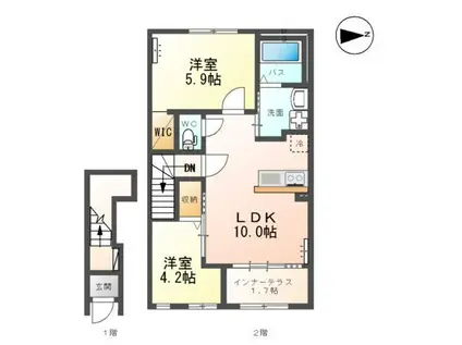 ウッドソレル(2LDK/2階)の間取り写真