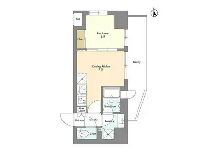 アイフラット品川戸越パークサイド(1DK/2階)の間取り写真