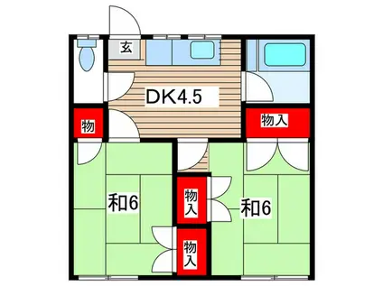 阿部アパート(2DK/2階)の間取り写真