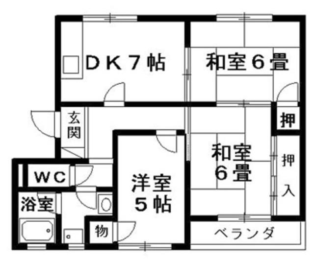 メゾン佐川(3DK/1階)の間取り写真