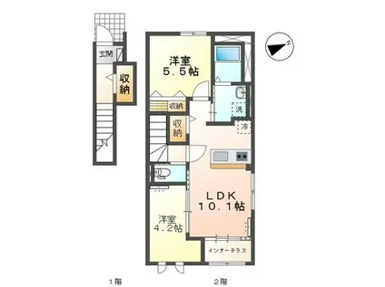ヴェルニース(2LDK/2階)の間取り写真