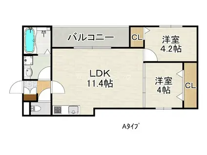 LECLERC IZUMISANOII(2LDK/2階)の間取り写真